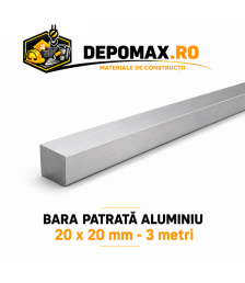 Bara patrata aluminiu 20 x 20 mm, 3 metri, EN AW-2007